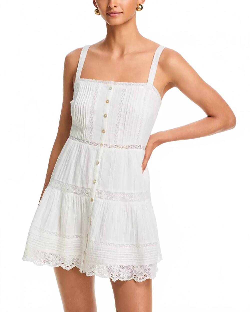NEW LOVESHACKFANCY charlize lace trim dress in optic white